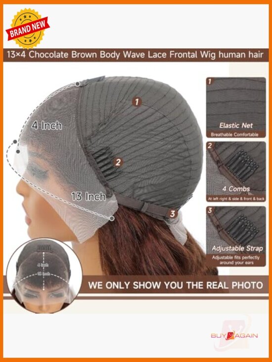 13x4 Body Wave Lace Front Wig 200 Density Human Hair Pre Plucked main image 4